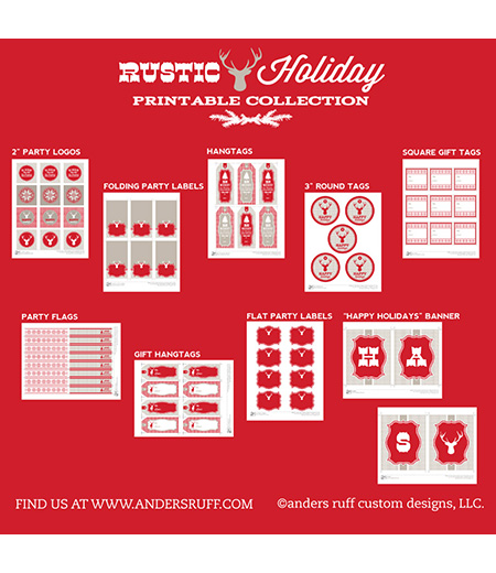 Rustic Holiday Christmas Printable Holiday Party Collection - Instant Download